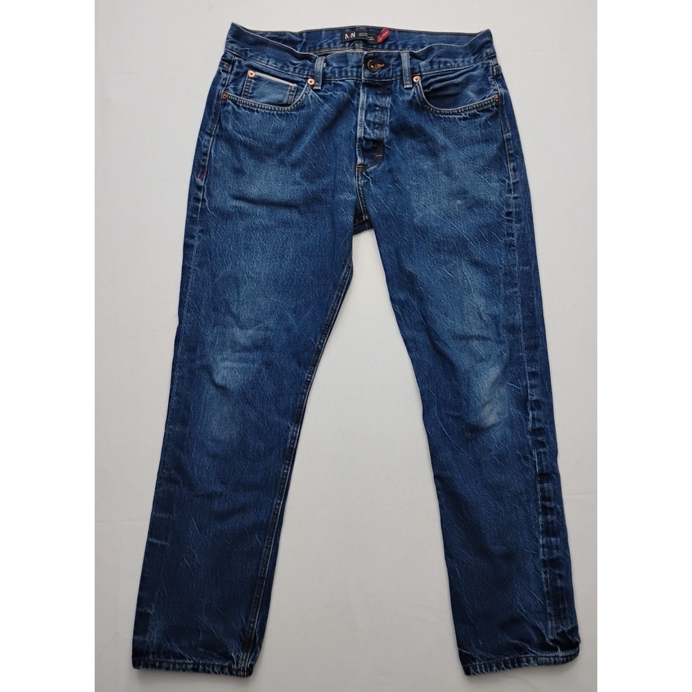Marc Nelson Slim Straight Button Fly Selvedge Denim Jeans Dark Wash 37 (32x28)